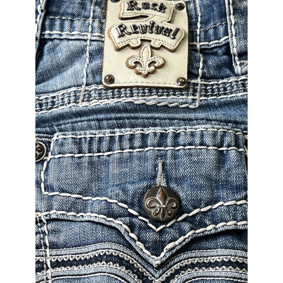 Rock Revival Sten Straight Leg Relaxed Fit Fleur de Lis Jeans Mens Size 29 x 32 - Picture 9 of 12